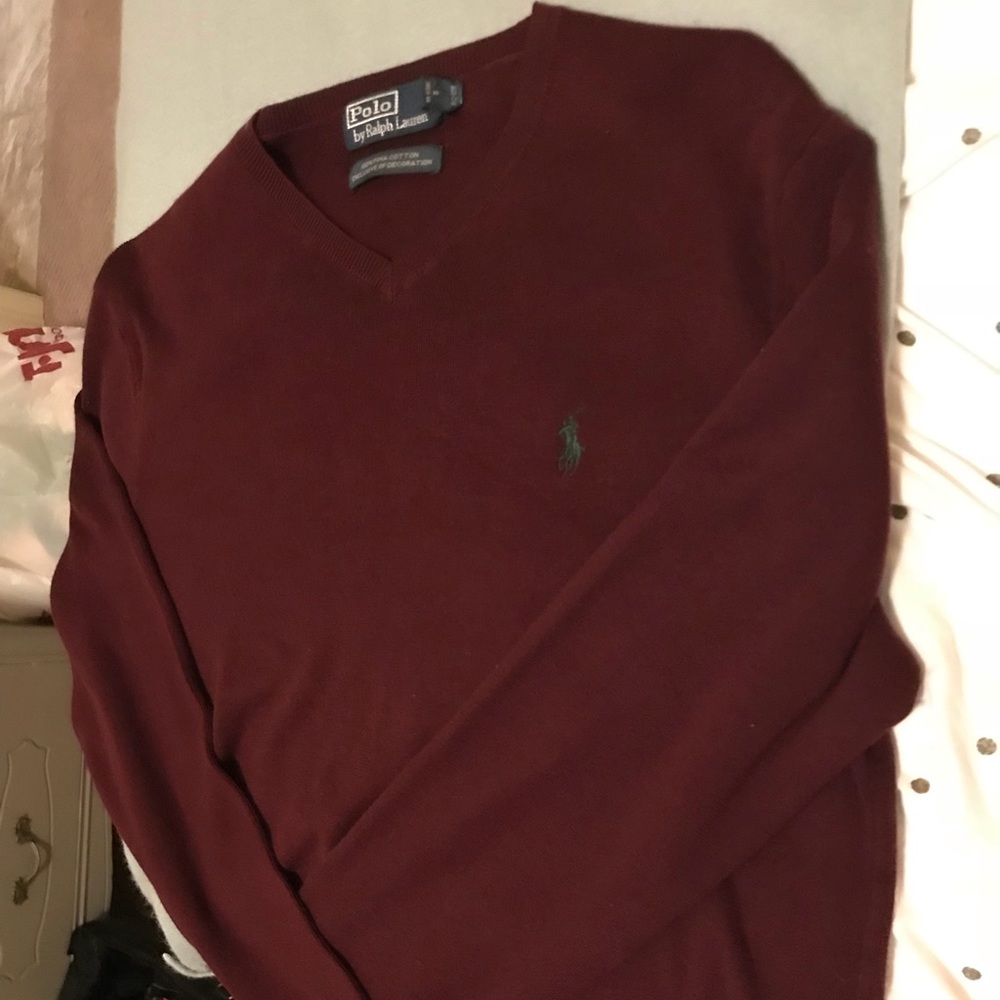 Men’s Maroon Polo Ralph Lauren V-Neck Sweater